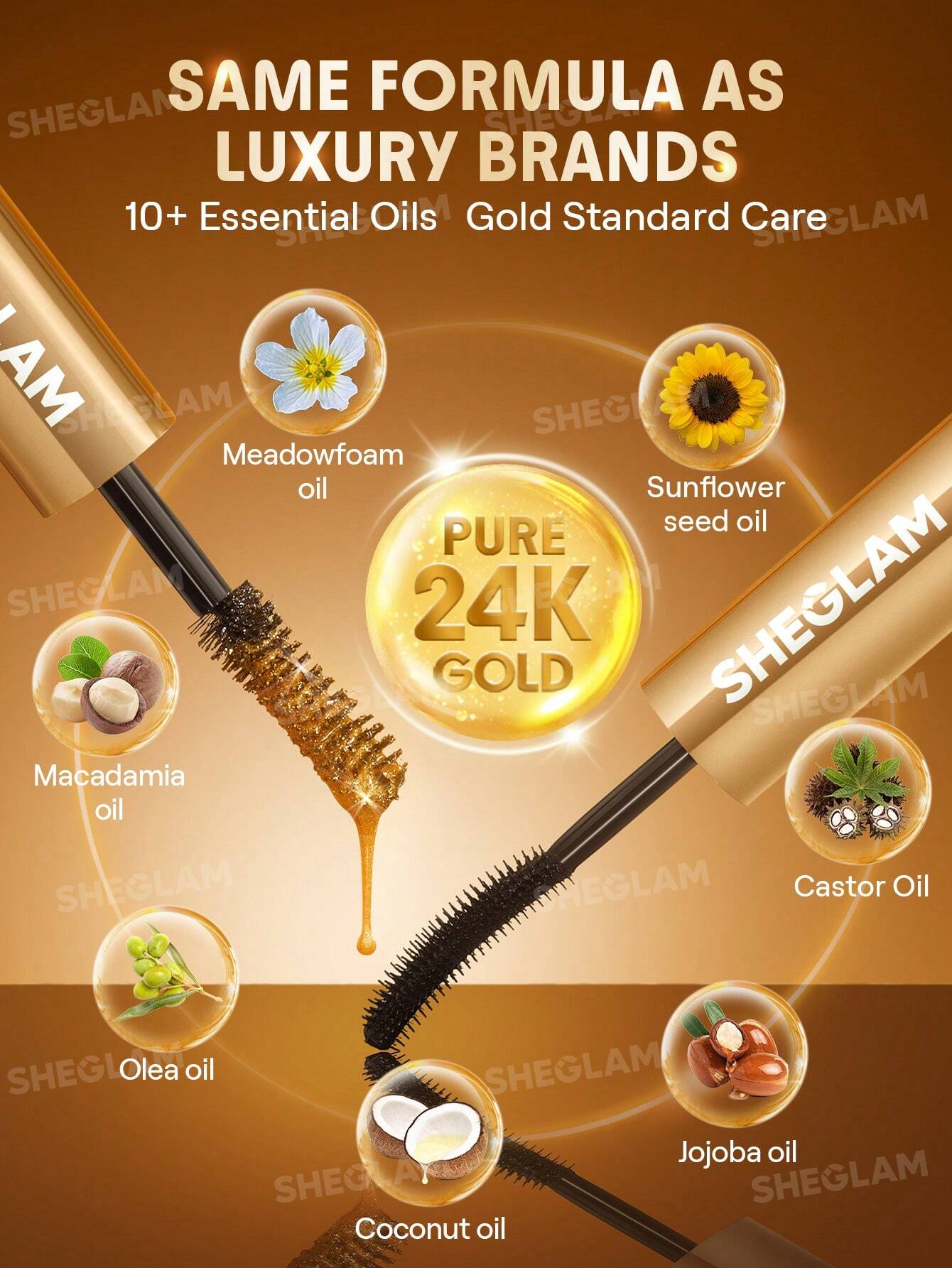 Máscara de pestañas multifunción todo en uno 24k